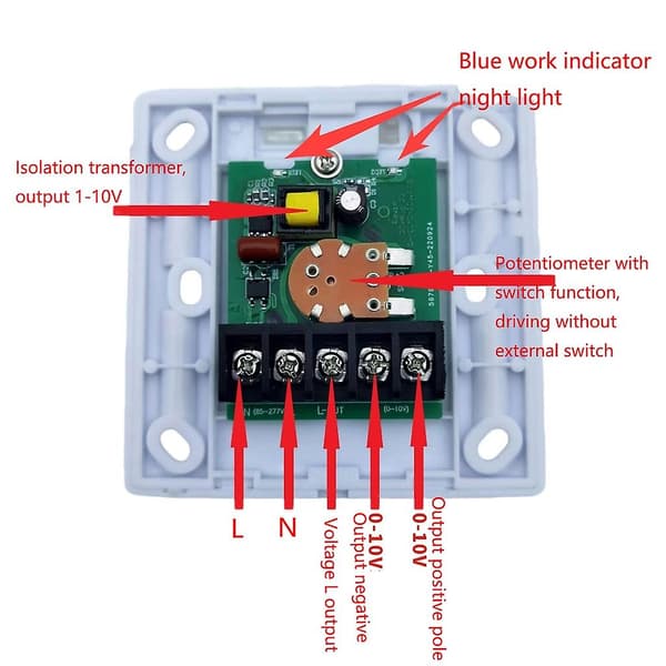 0-10V LED Dimmer Switch Justerbar Ljusstyrka Digital Roterande Dimmer Switch