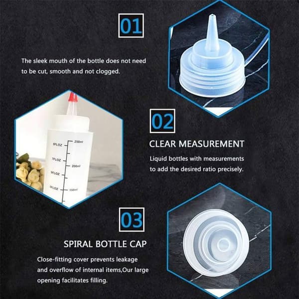 5 individuella såsflaskor, 250 ml - extruderingstyp - plastmaterial