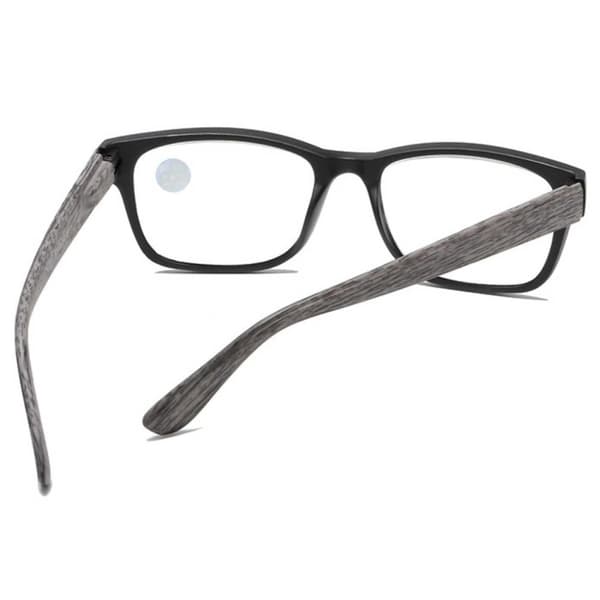 Rectangular Reading Glasses with Wood Design and Blue Light Protection [Choose Strength] Grey