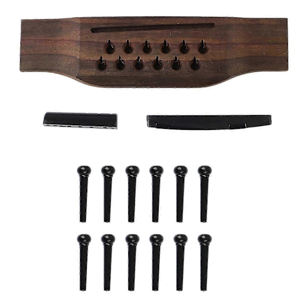 15 stk Sett 12 Strengers Gitar Palisander Bro Gitar Bro Mutter Sadel Svart Pinne for Utskifting 2025th