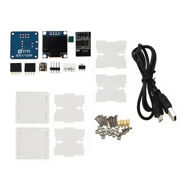 ESP8266 DIY Elektroniikkasarja Mini Sääennustuskello WIFI-verkolla OLED-näytöllä ja Kotelolla D