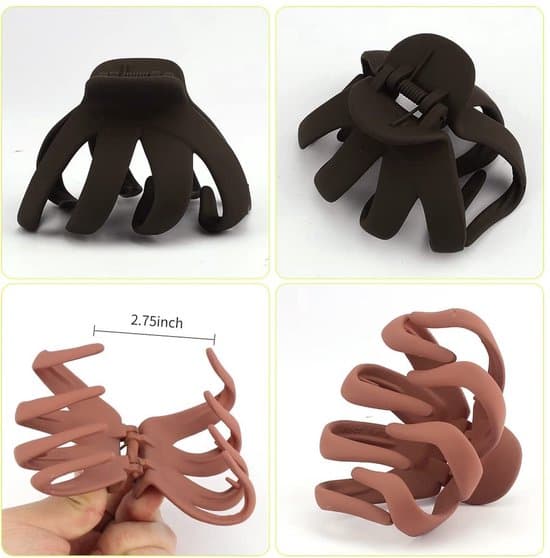 5-pack stora hårklämmor för kvinnor med tjockt hår, halkfria klämmor, 8 cm.