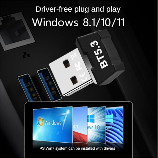 RTL5.3 Bluetooth Adapter Driver-Free Datamaskin USB Trådløs Bluetooth Mottaker Sender Bluetooth
