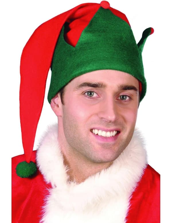 Julemandens Elf Hat med Voksen Pompom