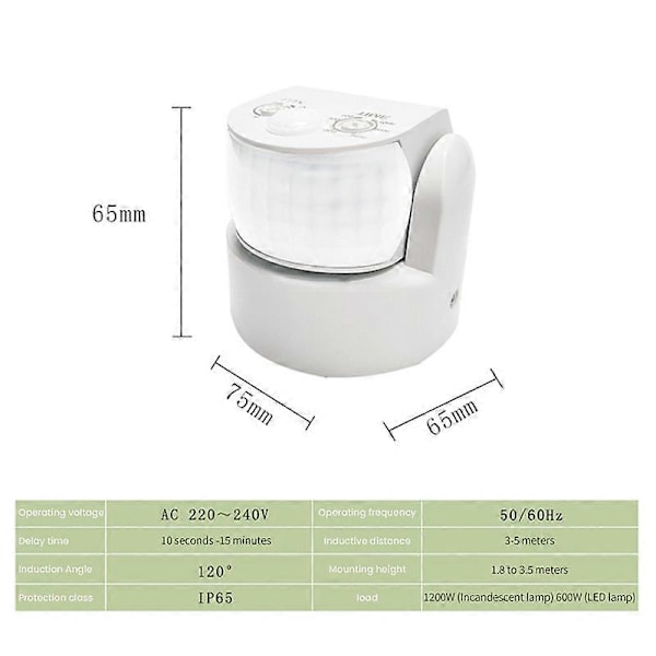 Vandtæt Dobbelt Infrarød Probe Bevægelsessensor IP65 AC 220V-240V PIR Bevægelsesdetektor Automatisk 120 °