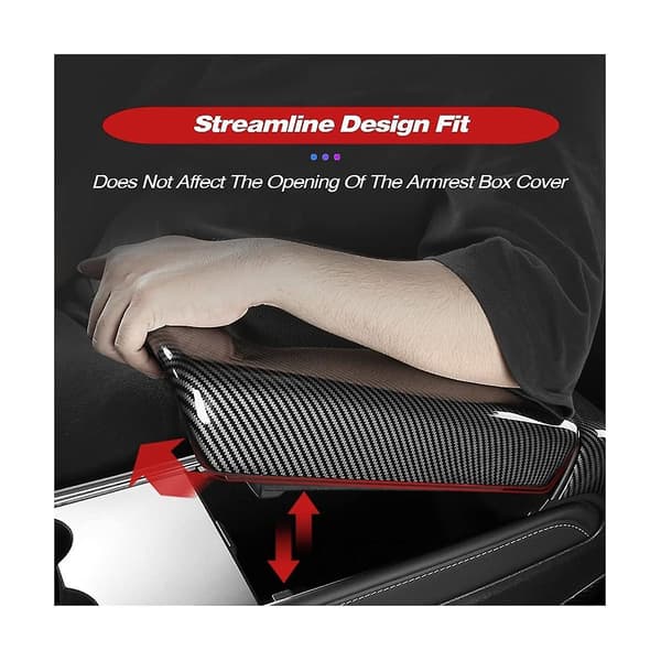 Midtarmleneboks Deksel Trim for 2017-2022 Model Y 2021-2022 Interiørtilbehør, ABS Karbonfiber