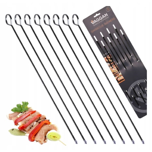 Grillspyd til spyd, stål, sorte, 31,5 cm, 8 stk.