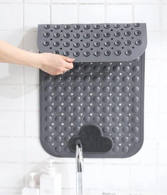 Sklisikker Massasje Baderomsmatte - 50x80 cm Maskinvaskbar Muggresistent Dusjgulvmatte - Grå