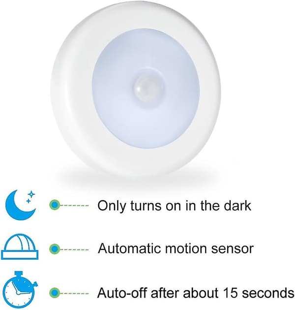 LED Sensorlys 6-pak - Batteridrevet Bevægelsessensorlys (Hvid)