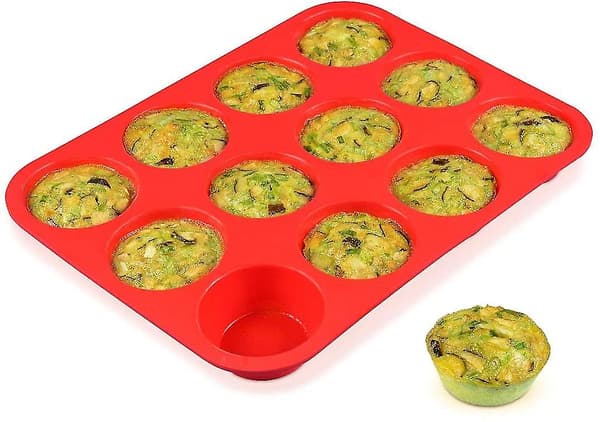 12-koppars silikonmuffinsform - Non-stick BPA-fri cupcakeform 1-pack vanlig storlek silikonform