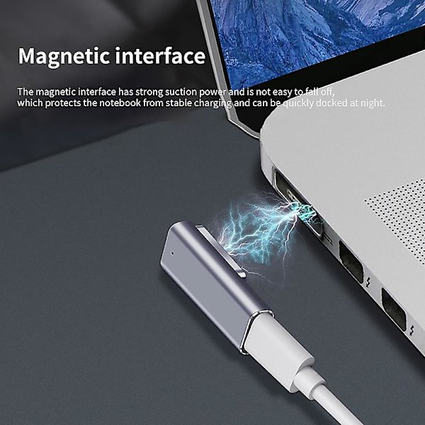 Adapterladdare Snabbladdning Magnetisk Aluminiumlegering Pd Usb C Till Mag-safe 2 Strömkonverterare För Macbook Air/pro Kaesi