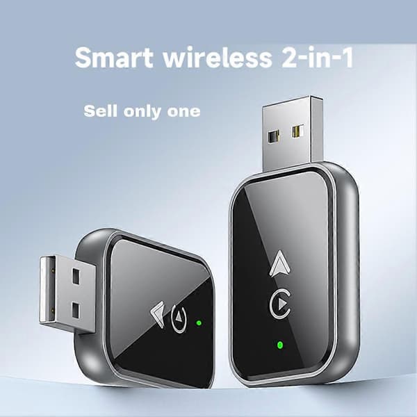 2-i-1 trådløs CarPlay-adapter for iPhone/Android, mini størrelse kablet til trådløs CarPlay med adapter C