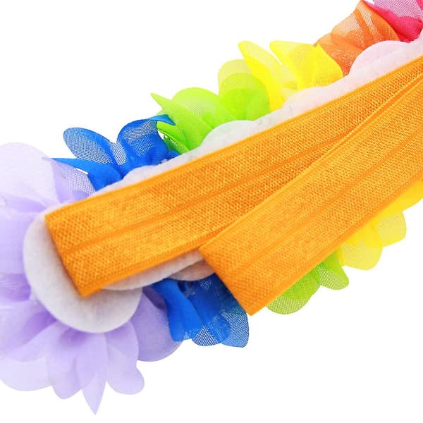 Regnbue Blomster Hårbånd til Baby 2-pak Elastisk Blomster Hårbånd i Regnbuefarver