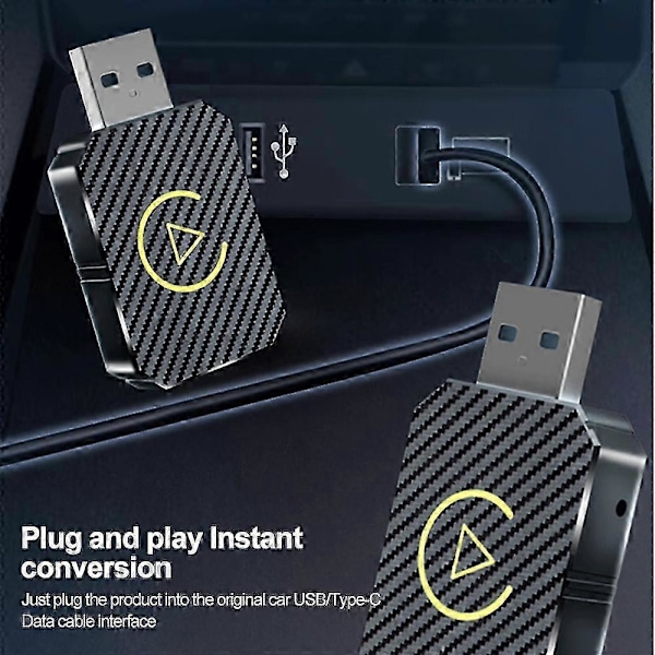 2 I 1 Trådløs CarPlay Adapter Android Auto Trådløs Adapter Smart Mini Boks USB Dongle Plug and Play WiFi Rask Tilkobling