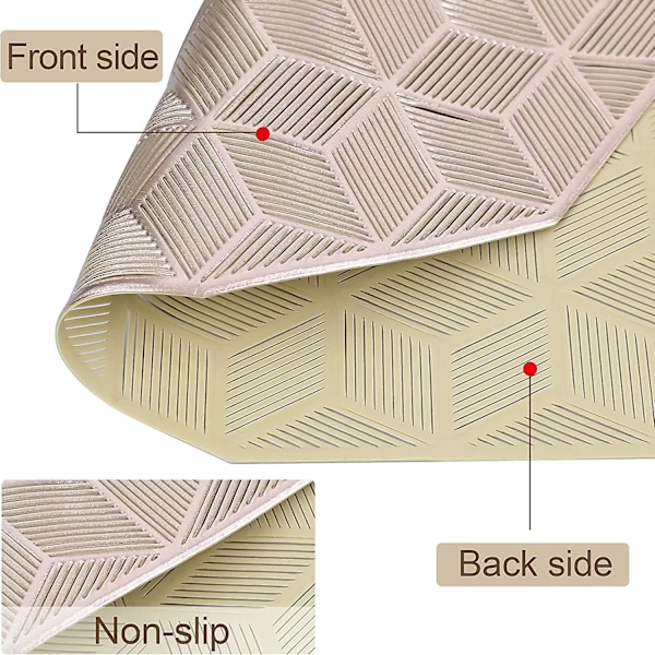 Pvc-bordsunderlägg pressade metalliska ihåliga, vinyl halkfri värmeisolering polygon bordsunderlägg för kök matbord, guld, 6 st