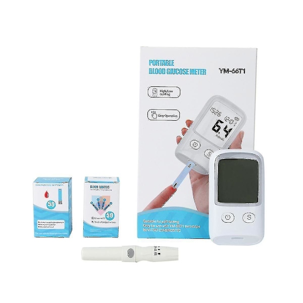 Hæmoglobinmåler Hæmoglobin Tester Hæmoglobin Testkit Glucometer Til Måling af Blodsukker, 50 Teststrimler + 50x Nåle