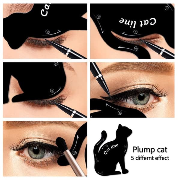 delar eyelinerstenciler, blødt silikonemateriale, applikationsguide til smokey øjenskygger