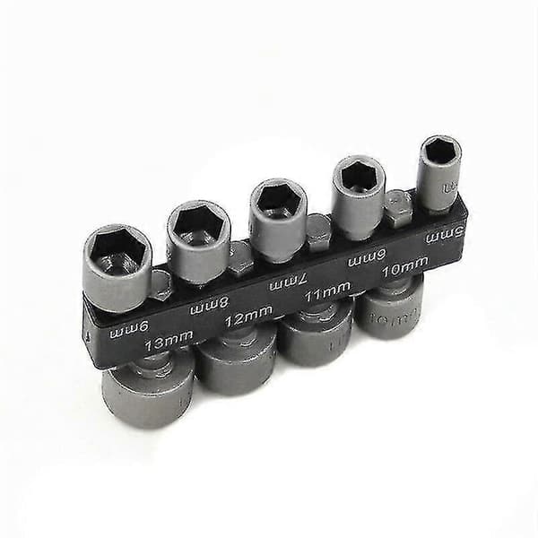 1/4\" sekskant magnetisk muttertrekker pipe slagdrillbitssett 5 mm til 13 mm Gl. (sølv) (9 stk.)