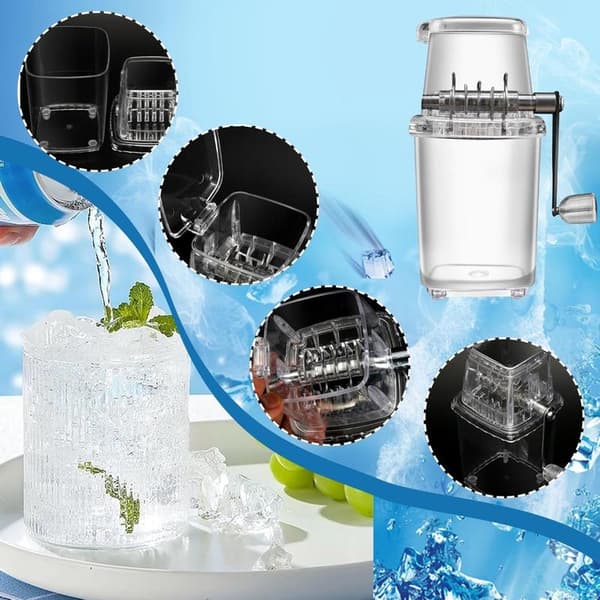 Ice Crusher - 1.25 Liter Ice Container - Manual Ice Crusher - Slushy Maker - Ice Crusher - Ice Mill - Ice Machine - Ice Cube Machine - Straight