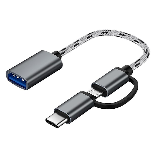 2-i-1 Typ C / Micro USB till USB 3.0 OTG-adapter Datatransmissionskabel för Android