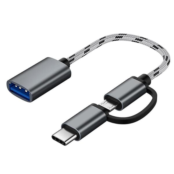 2-i-1 Type C / Micro USB til USB 3.0 OTG Adapter Datatransmissionskabel til Android