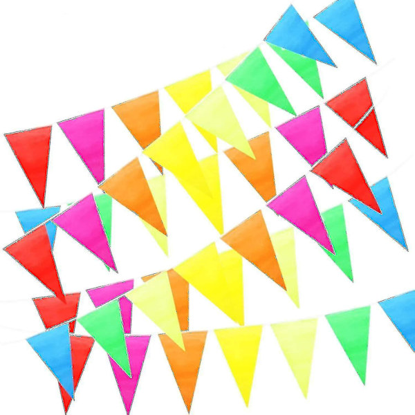 50m Multifarvet Flagline, Stof Flagline Girland, Trekant Banner, Banner Flag, Udendørs Flagline 100 Stk Xxf