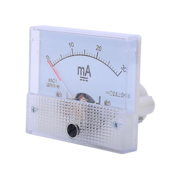 DC 0-30mA Analog Strøm Panelmåler Amperemeter 85c1 30mA, Hvit