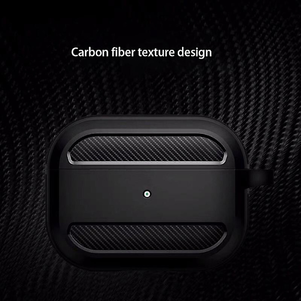 Skydd för Case Kolfiber Hörlurar Tillbehör Trådlös Bluetooth Skydd med Haken, Svart