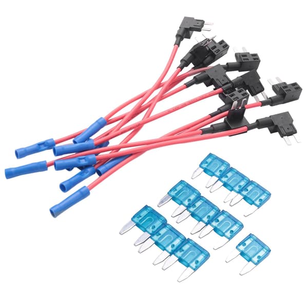 10-pack - 12V Bil Add-a-circuit Säkringsklämma Adapter Mini Atm Apm Bladsäkringshållare