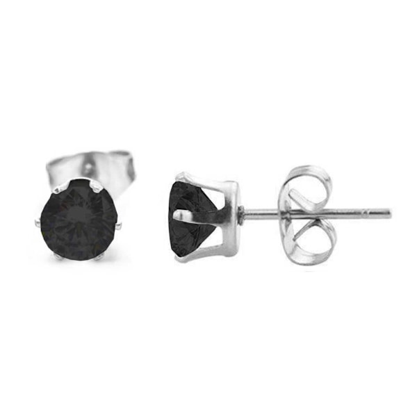 2-pak Sølv Piercing Ørering Sort Krystal – 5mm