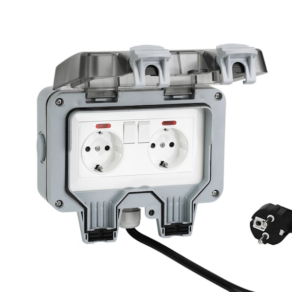 Waterproof Wall Socket Double Power Outlet - German 10M