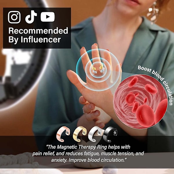 Lymfdräneringsring, 4 st lymfdräneringsterapeutisk magnetisk ring, smärtlindring och minska trötthet