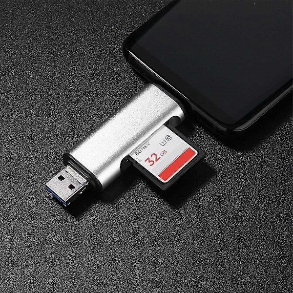 TF / Kortlæser, 3 i 1 OTG Adapter / Micro USB / USB 3.0 til PC, Laptop,