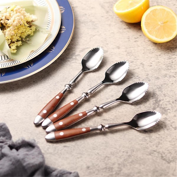 Grapefrugtskeer, 4 STK. Grapefrugtske med takker, Rustfrit stål 18/8 Frugtske Kiwi-ske med