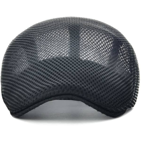 Herre Åndbar Mesh Sommerhat Justerbar Newsboy Beret Ivy Kasket Flat Cap Sort