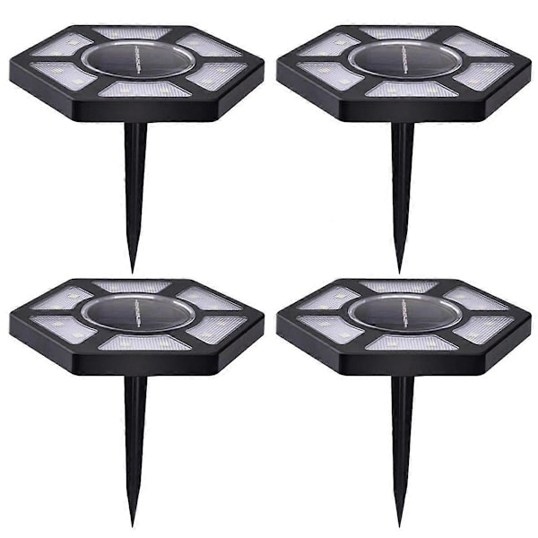 4 st Solcellslampor för Utomhus, Marklampor med 12 LED-lampor för Patio, Stigen, Gräsmatta, Pa
