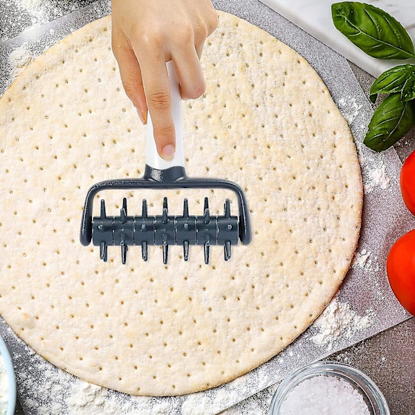Pizzapohjan kaulinpiikittäjä, kakku-, piirakka-, pizza-, keksi-, leipä- ja leivonnaistaikinan piikittäjä, neulakaulinpyörä, rei'itin, leivontatyökalu (2 kpl)