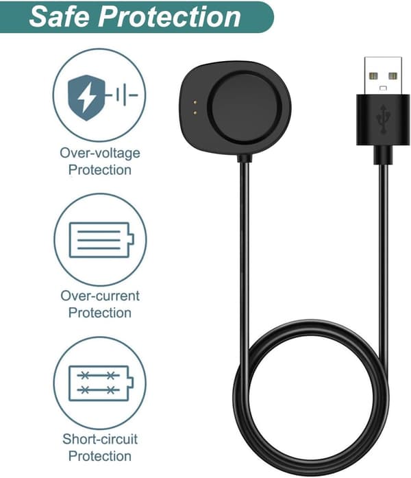 Inkluderer 2 USB-ladere for Active 3/Active Max/T-Rex 3 Pro/T-Rex Ultra 2/Balance 2; og en erstatningsladekabel for Amazfit smartklokker...