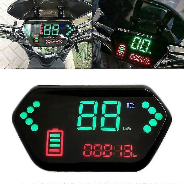 Elektrisk Motorcykel LCD Display Speedometer 48V/60V Kompatibel