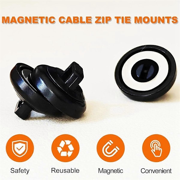 Magnetiske Kabelstrips Monteringsclips 10 Stk. Multifunktionelle Strips Monteringsbase Holder Sort Ledningskabelholder Montering