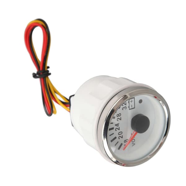 52mm Voltmeter Måler 18V?32V Hvit Skive Sølvramme Universal Elektrisk Pointer Spenningsmåler for RV Båt DC9?32V