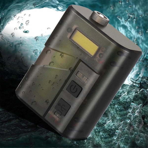 Akvarium oksygenpumpe med LED-lys, bærbar fiskeoksygenator, USB-lading, fiskekarlufter for fiske utendørs