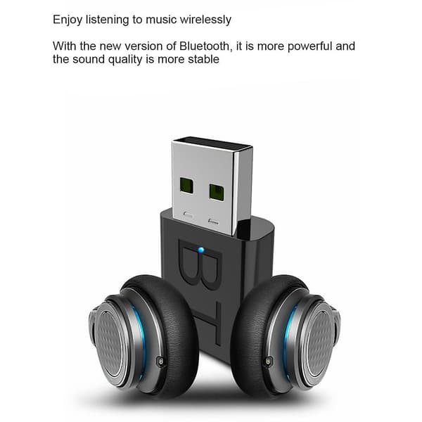 Bluetooth 5.0 Sender Mottaker Mini 3.5MM AUX Lyd Trådløs Adapter LED Indikator 2I1 Bilsett
