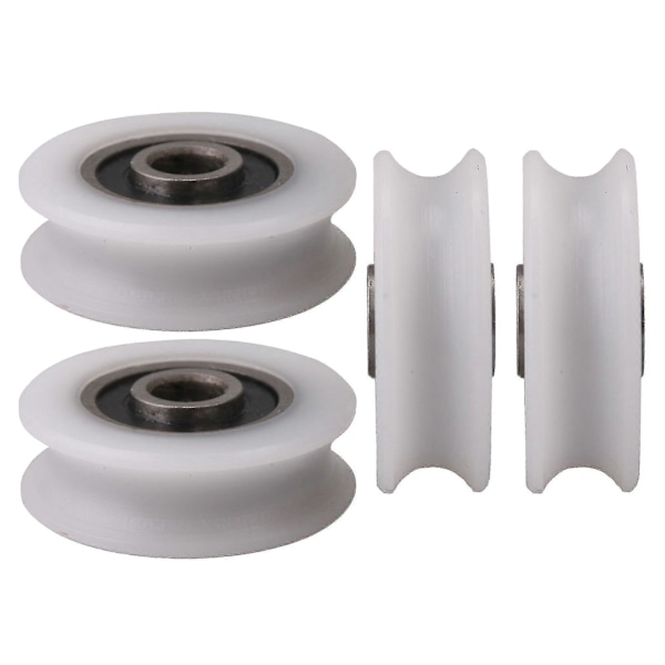 4 stk. 4x20x6,5x7,4 mm Hvid Indre Dia 4 mm U-spor Nylon Trækhjul til Skydedør