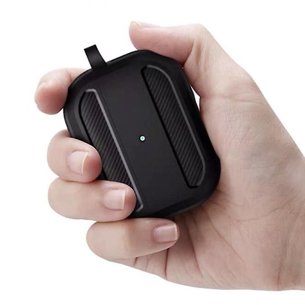 Skydd för Case Kolfiber Hörlurar Tillbehör Trådlös Bluetooth Skydd med Haken, Svart