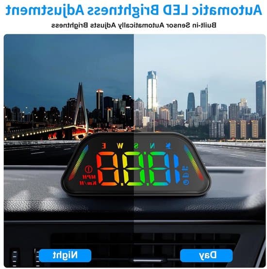 Digital Head-Up Display for Cars, Adjustable LED Speedometer with Overspeed Alarm and GPS Function for Various Vehicles