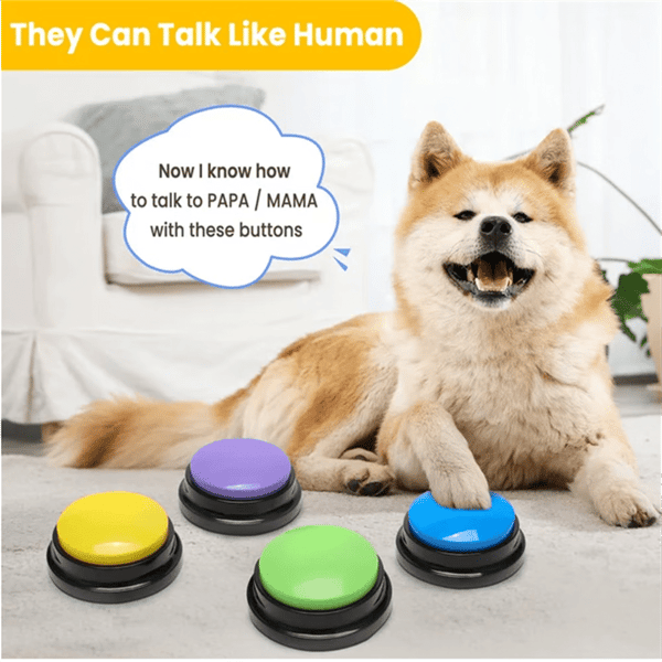Voice Recording Button, Dog Communication Training Buzzer, Fun Gift, Suitable for Study, Office and Home Use, 4-Pack.