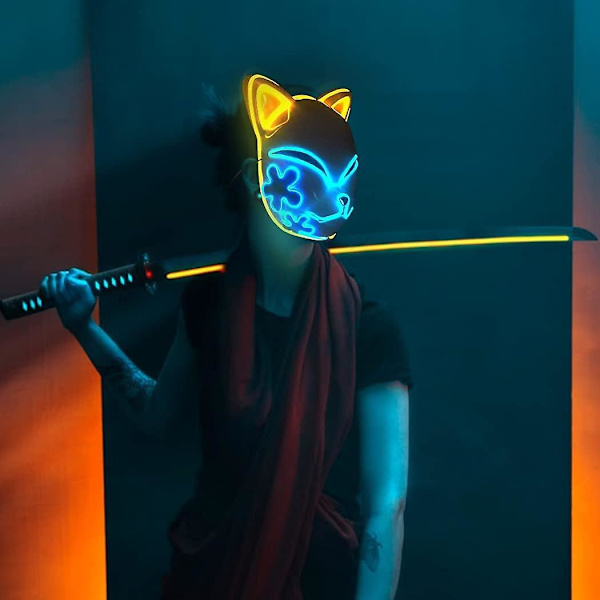 LED Maske, Halloween Lysende maske Kostumer, Animations Cosplay maske