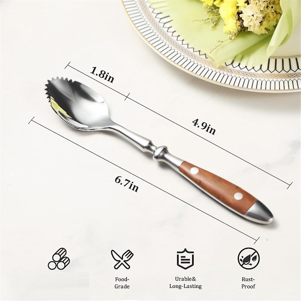 Grapefrugtskeer, 4 STK. Grapefrugtske med takker, Rustfrit stål 18/8 Frugtske Kiwi-ske med