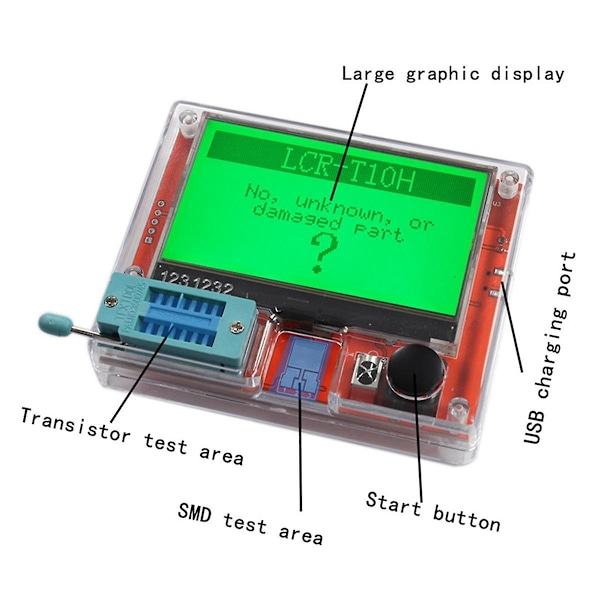 Multimeter Transistor Tester TFT Diode Triode Kapasitansmåler LCR ESR NPN PNP MOSFET LCR-T7 T1 T